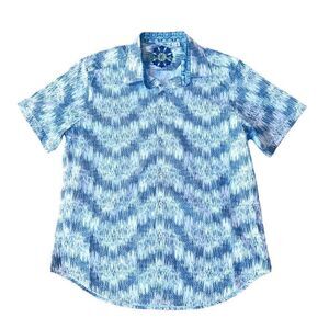 Robert Graham Abstract Wave Classic Fit Short Sleeve Button Down‎ Men's XL
